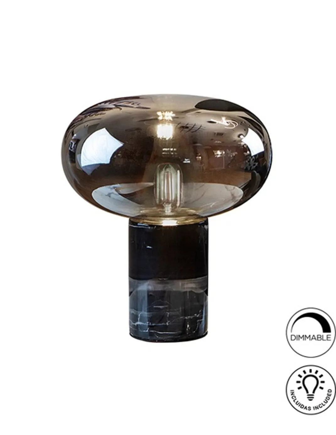 Lámpara de mesa Fungi – Schuller – Lámpara de mármol y tulipa de cristal soplado