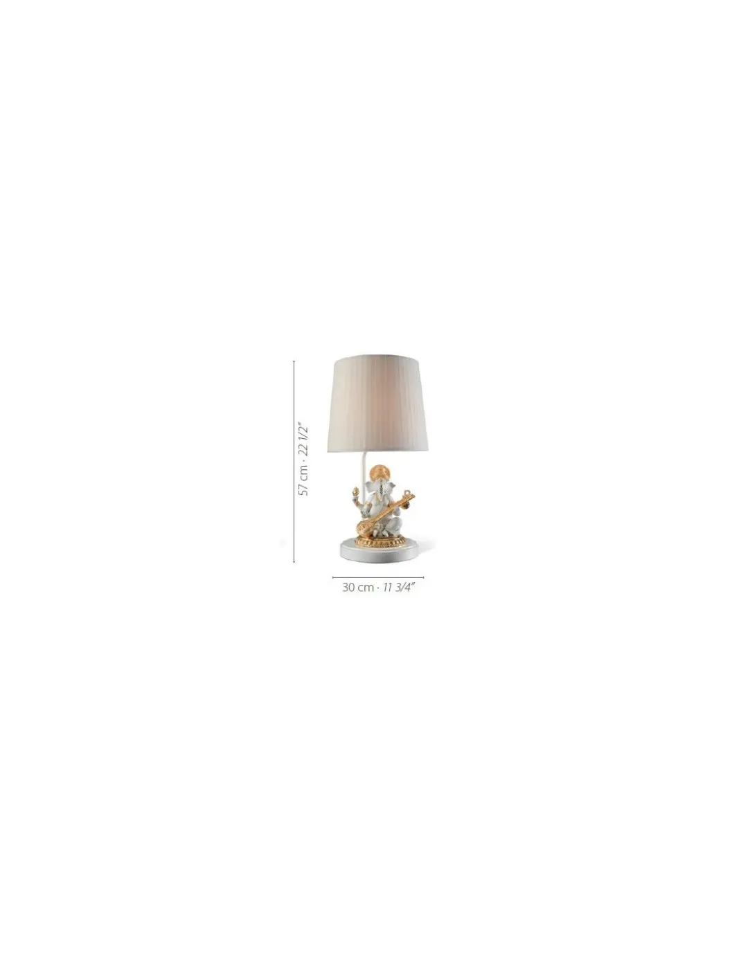 Lámpara de mesa Ganesha con Veena - Lladró - Lámpara artesanal elegante de porcelana