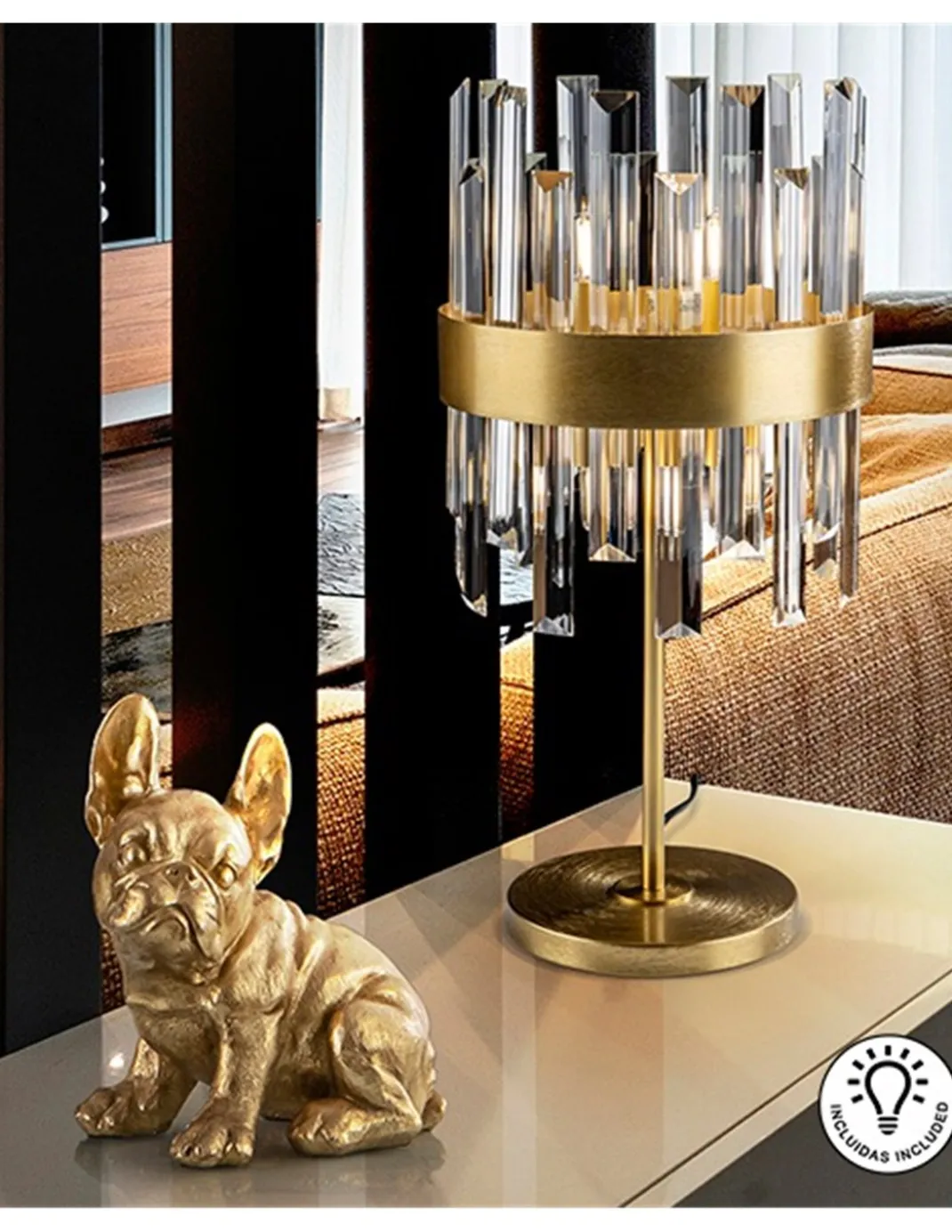 Lámpara de mesa Grace – Schuller – Pantalla de cristal, diseño decorativo