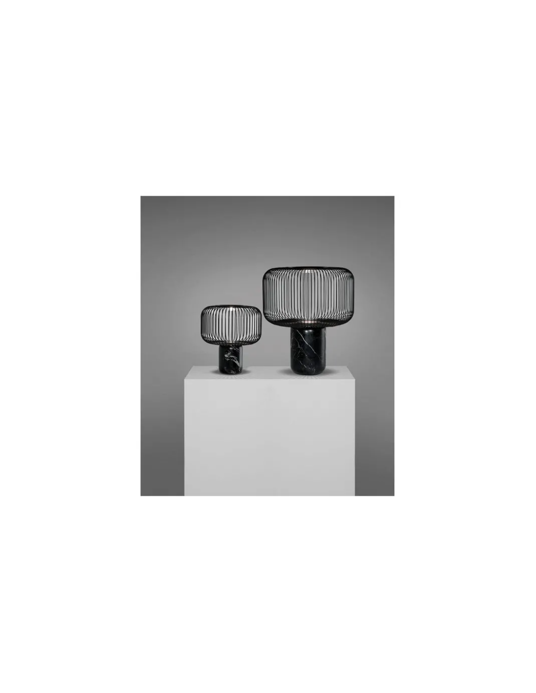 Lámpara de mesa Keshi - B.lux - Lámpara jaula negra con base de mármol