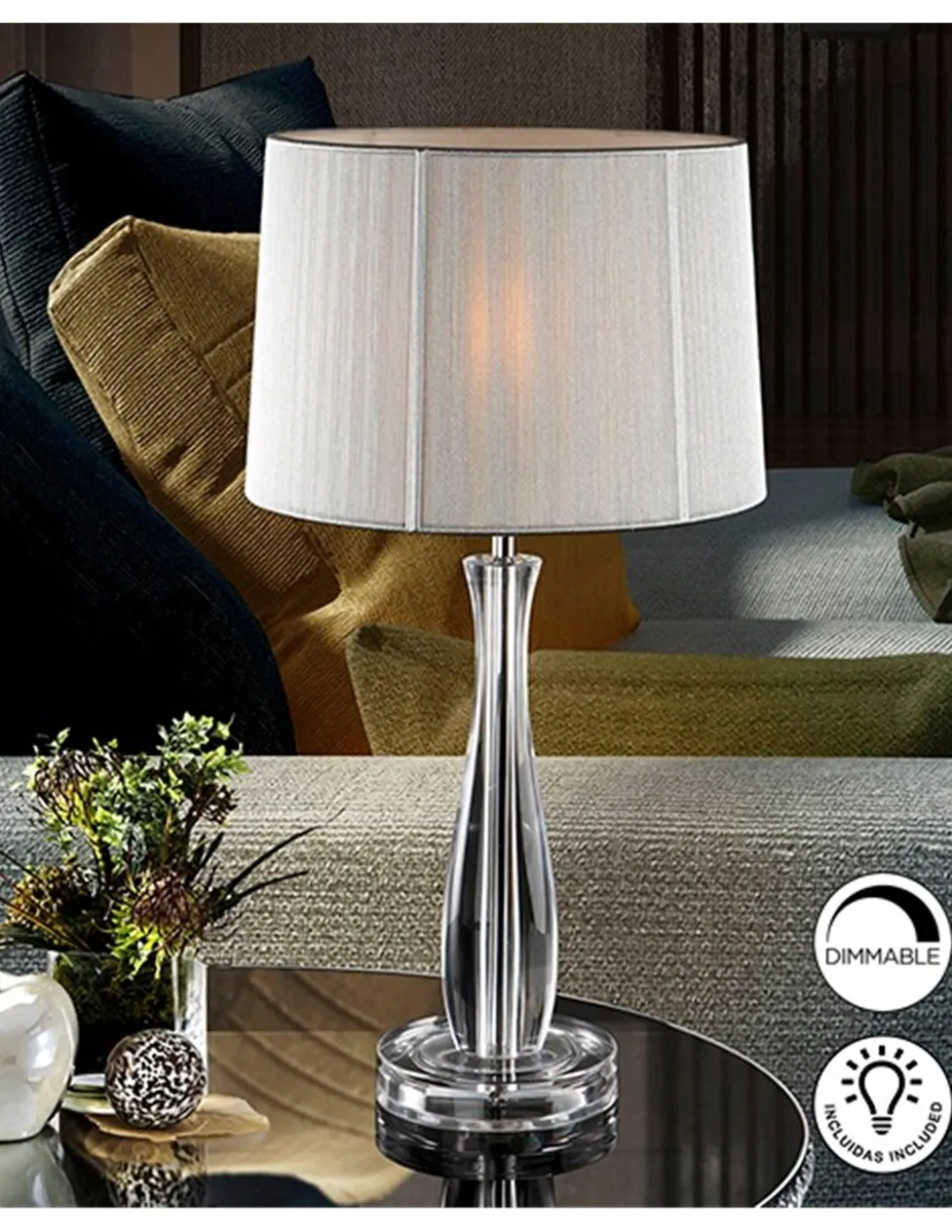 Lámpara de mesa Lin – Schuller – Pantalla de hilo tensado