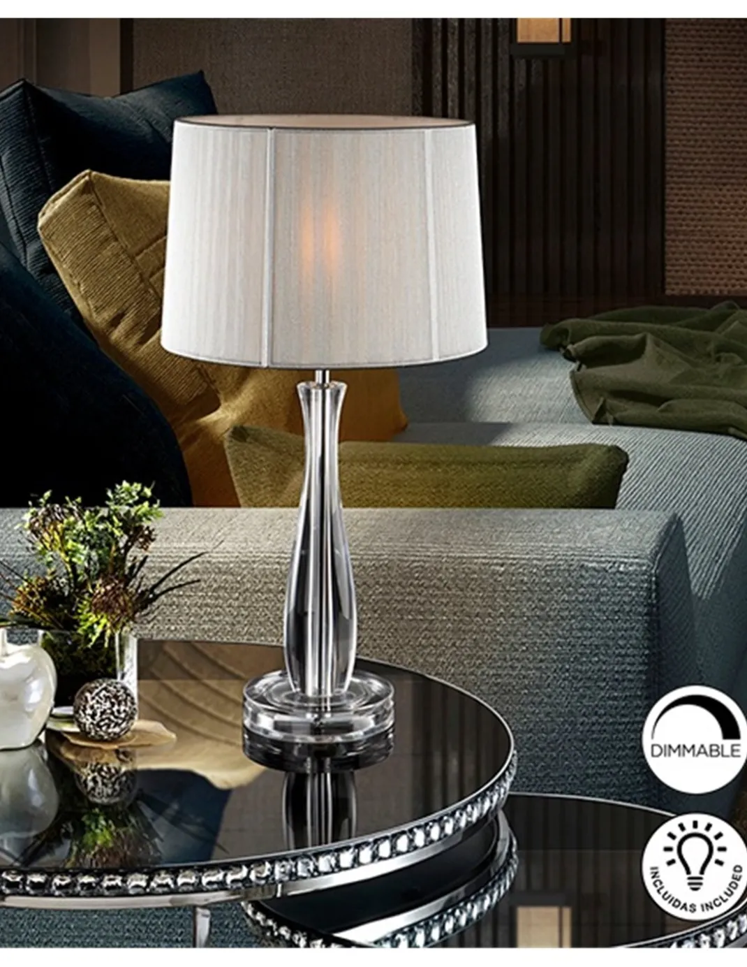 Lámpara de mesa Lin – Schuller – Pantalla de hilo tensado