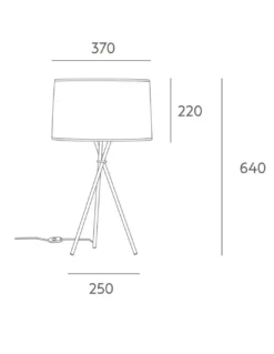 Lámpara de mesa Loulu – Massmi – Lámpara trípode, Pantalla de algodón, Altura: 64 cm