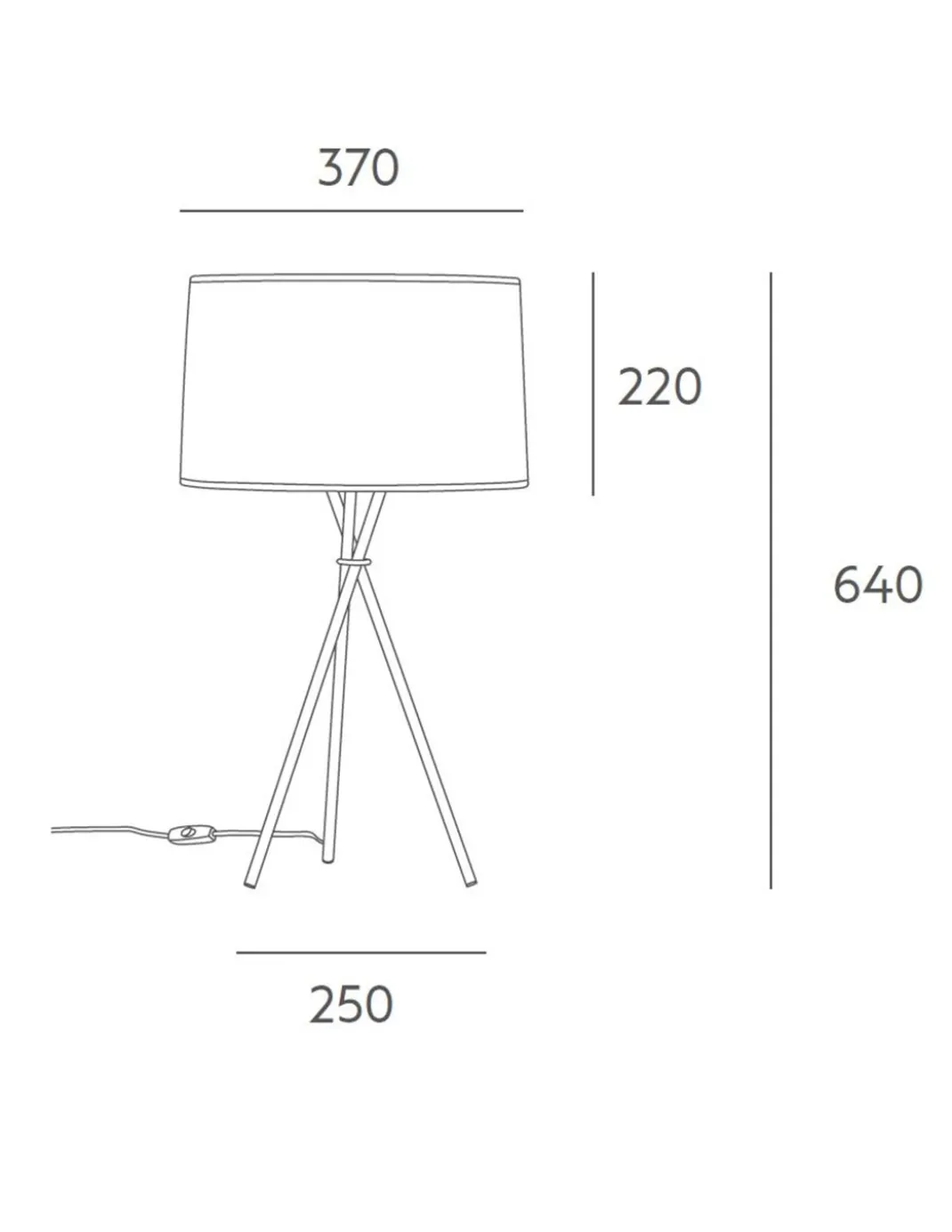 Lámpara de mesa Loulu – Massmi – Lámpara trípode, Pantalla de algodón, Altura: 64 cm