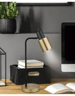 Lámpara de mesa Maena – AJP – Lámpara de escritorio en negro y latón