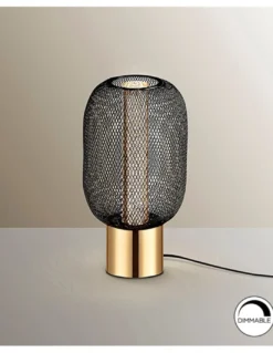 Lámpara de mesa Micrón – Schuller – Doble tulipa decorativa, acabado oro brillo