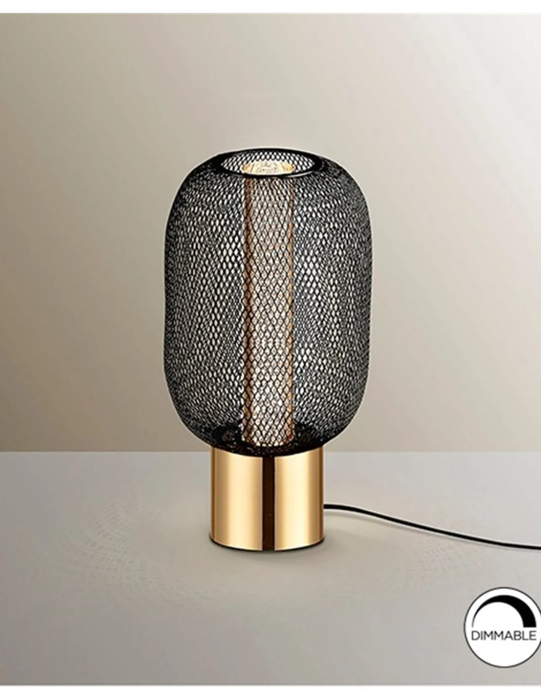 Lámpara de mesa Micrón – Schuller – Doble tulipa decorativa, acabado oro brillo