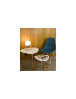 Lámpara de mesa moderna en 2 colores con trípode de madera - Mine - Faro