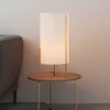 Lámpara de mesa Naos - ACB - Lámpara decorativa con pantalla cilíndrica textil blanca