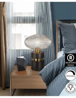 Lámpara de mesa Norma – Schuller – Diseño elegante, tulipa de cristal transparente