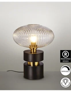Lámpara de mesa Norma – Schuller – Diseño elegante, tulipa de cristal transparente