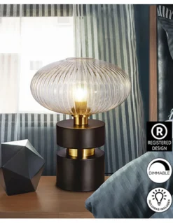 Lámpara de mesa Norma – Schuller – Diseño elegante, tulipa de cristal transparente