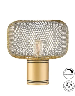 Lámpara de mesa Osiris – Schuller – Tulipa de malla metálica en dorado
