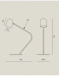 Lámpara de mesa Pipe – Aromas – Lámpara de lectura negra, de mármol, LED 3000K