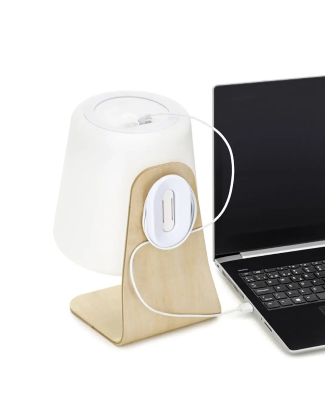 Lámpara de mesa portátil Ibar - Novolux Lighting Exo - Madera de haya, apta para exterior