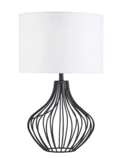 Lámpara de mesa Prato - AJP - Diseño jaula con pantalla blanca