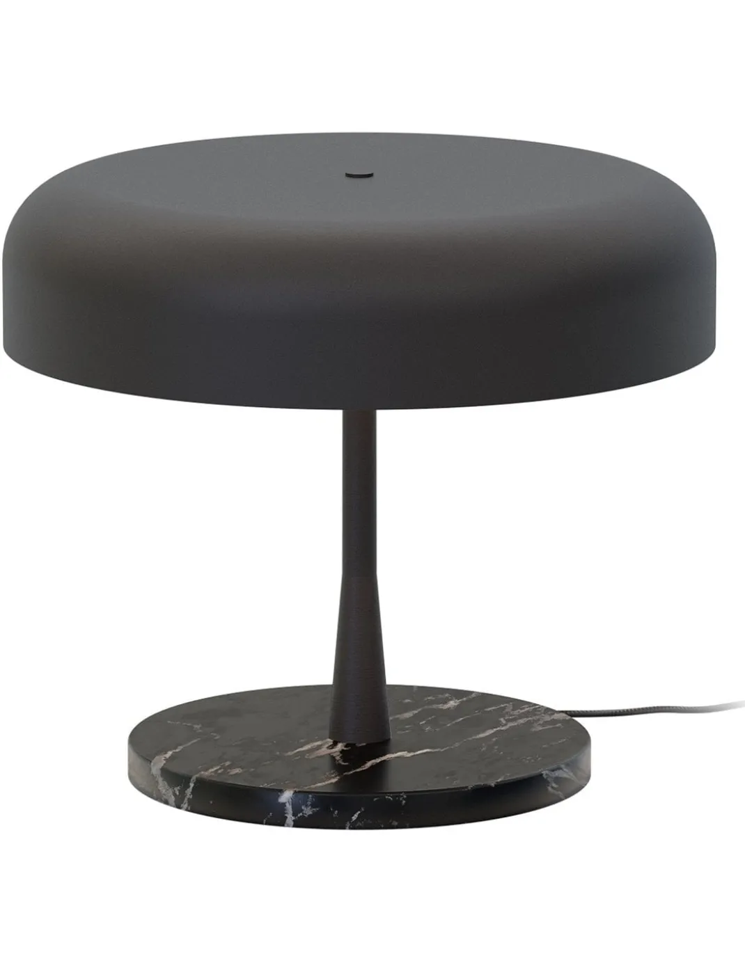 Lámpara de mesa Rea – Robin – Base de mármol, Pantalla negra mate, 3xE27