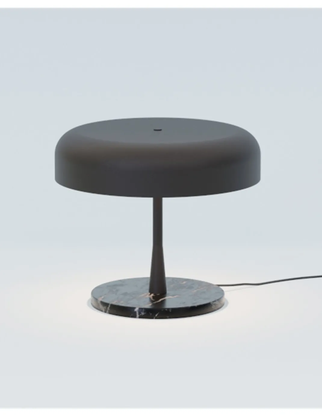 Lámpara de mesa Rea – Robin – Base de mármol, Pantalla negra mate, 3xE27