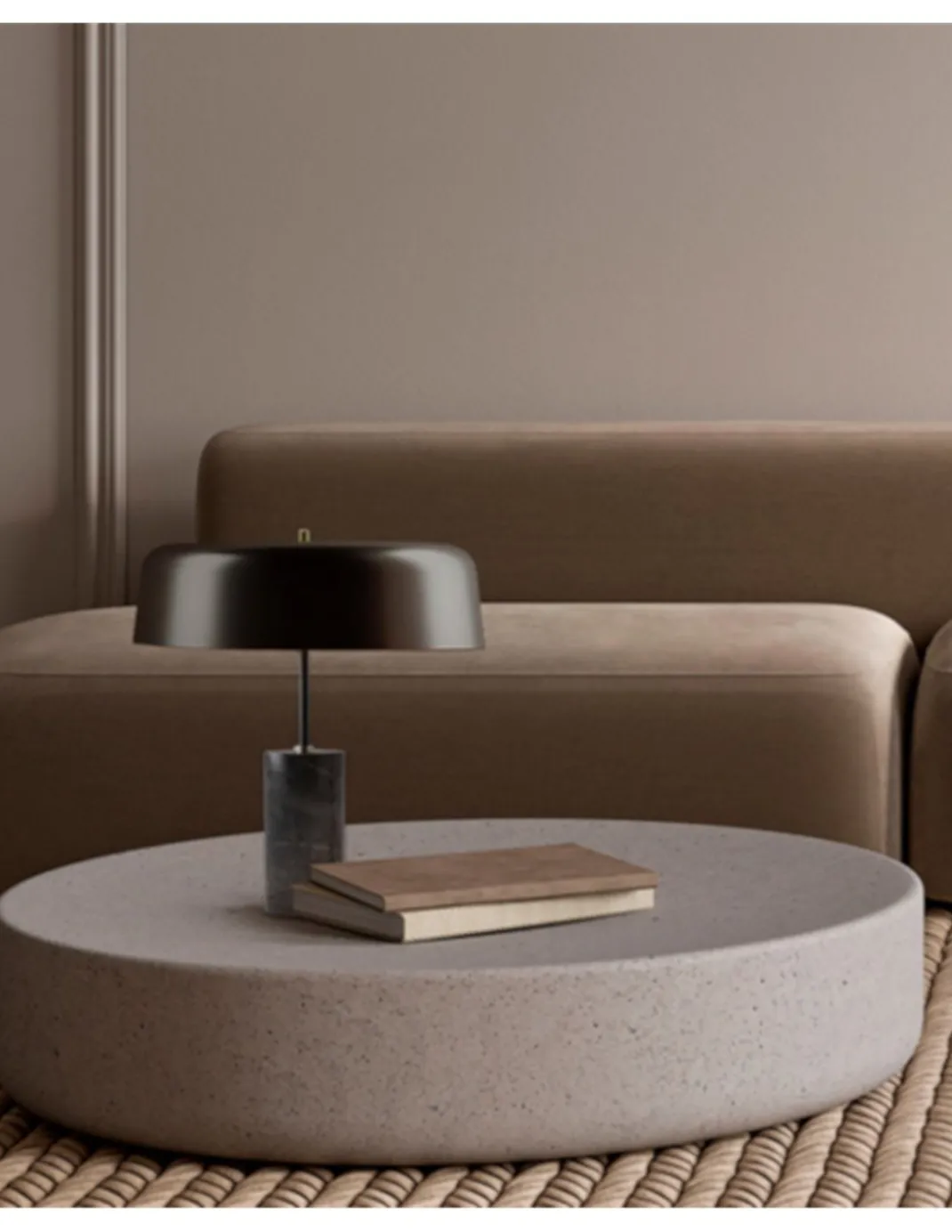 Lámpara de mesa Romina – Robin – Diseño elegante con base de mármol, Pantalla negra interior dorado