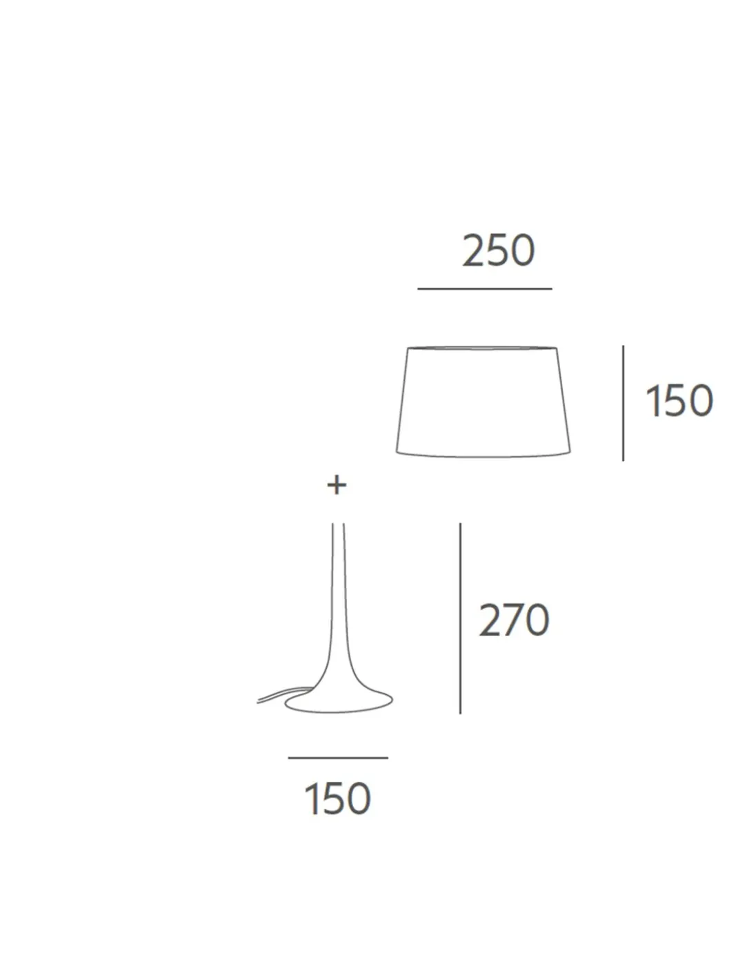 Lámpara de mesa Simplicity – Massmi – Pantalla cónica de algodón translúcido, Altura: 42 cm