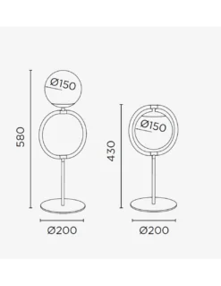 Lámpara de mesa Sphere – Pujol – Lámpara tipo bola negra o dorada, Pantalla inclinable