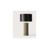 Lámpara de Mesa Taro - Aromas - Lámpara decorativa de cerámica verde, con base torneada y elegante pantalla negra