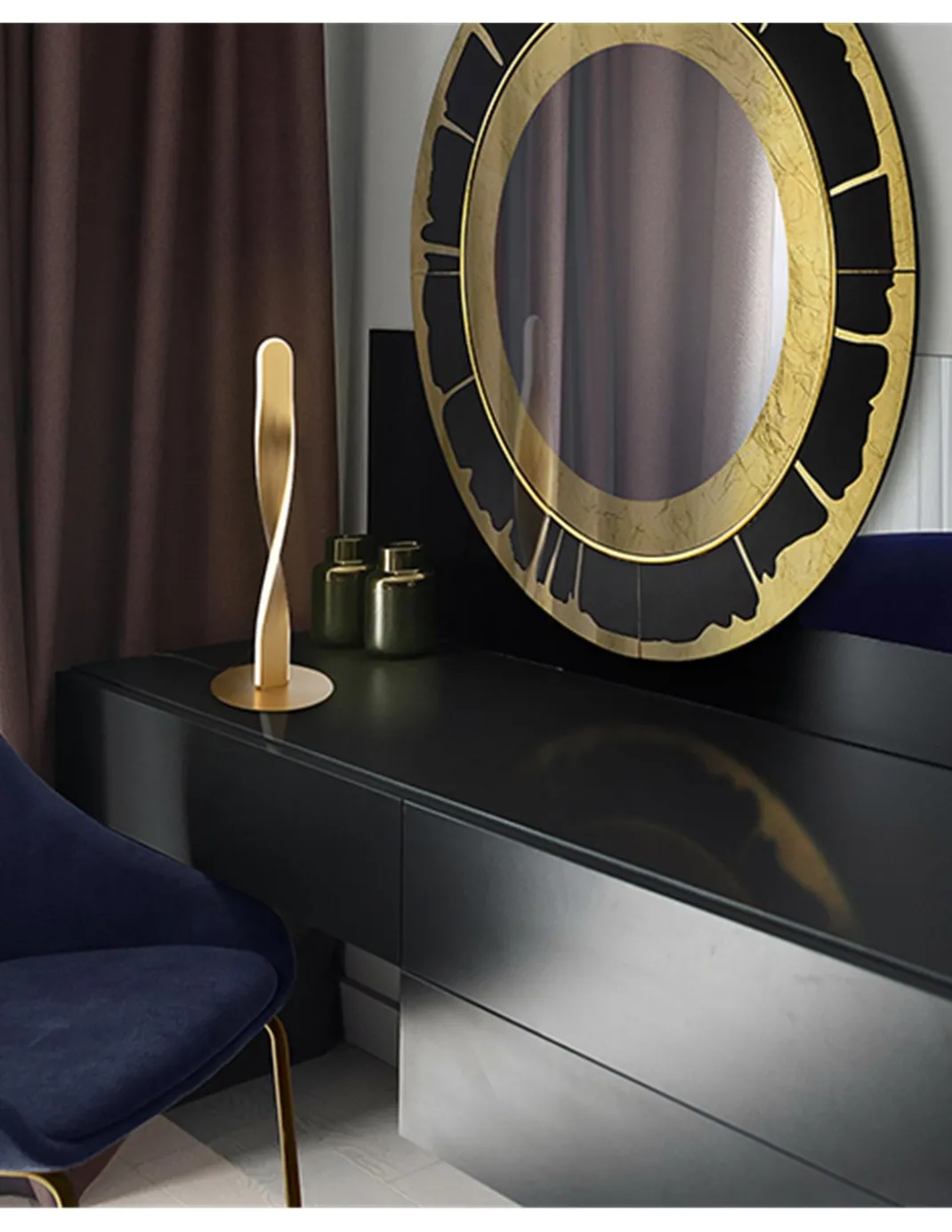 Lámpara de mesa Twist – Schuller – Diseño minimalista LED, acabado dorado