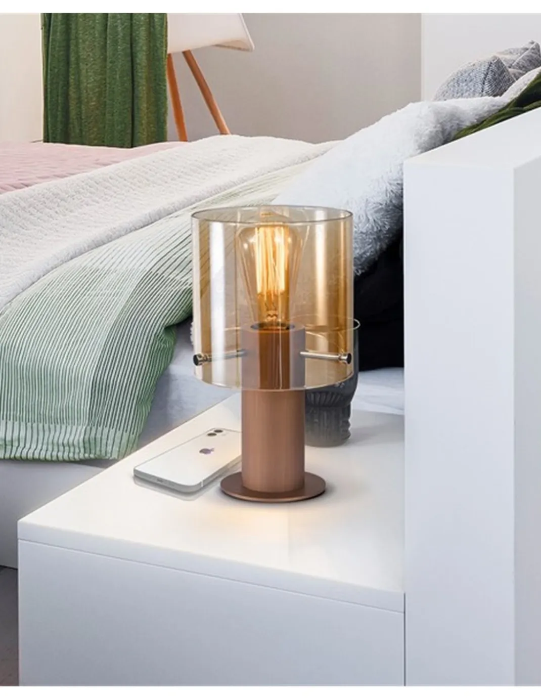 Lámpara de mesa Venize - Schuller - Lámpara decorativa con pantalla de cristal ámbar