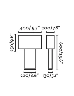 Lámpara de mesa Vesper - Faro - Pantalla de tela rectangular