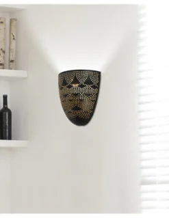 Lámpara de pared Murta – AJP – Diseño oriental, acabado negro