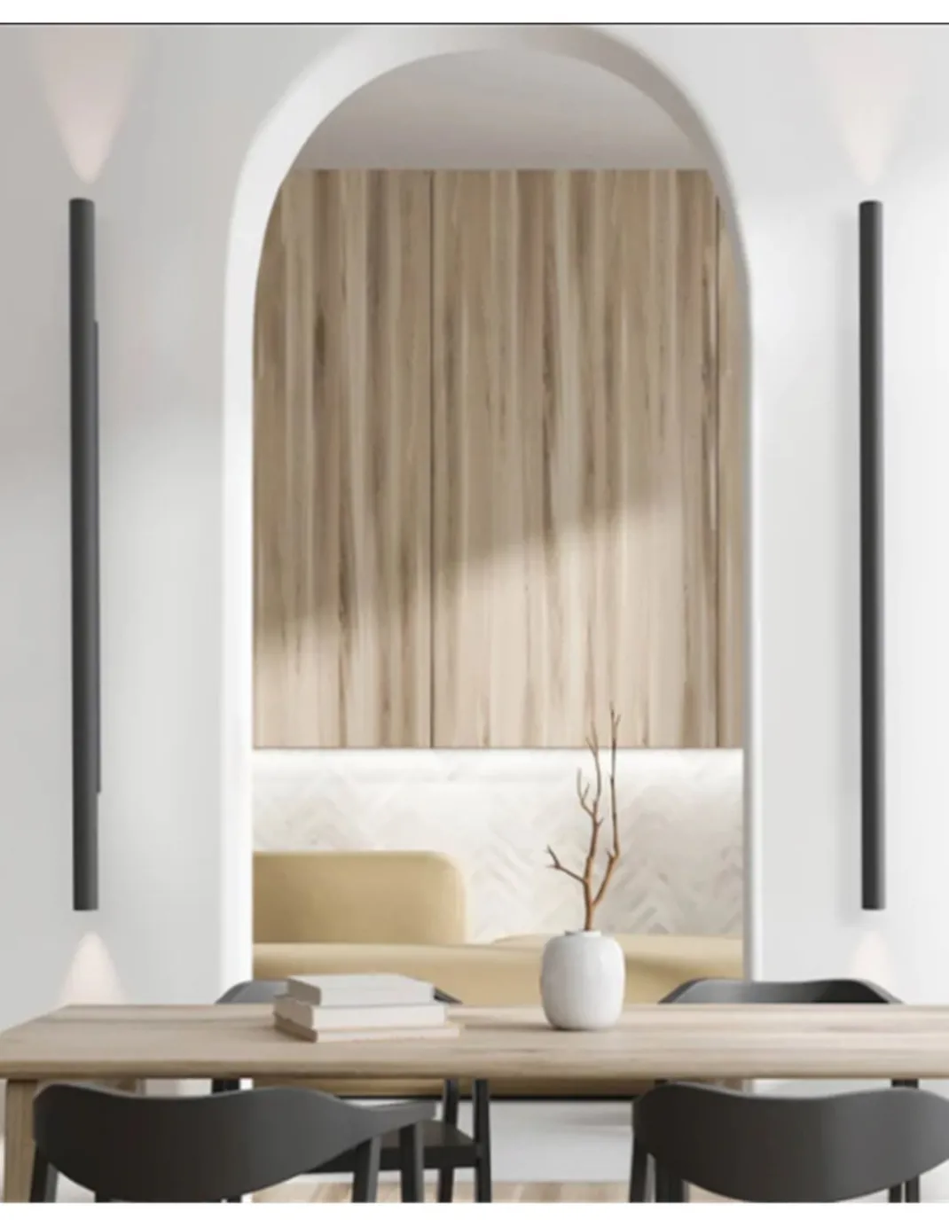 Lámpara de pared Rodi – Robin – Diseño minimalista negro, Altura: 146 cm