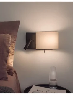 Lámpara de pared Rum – Luxcambra – Lámpara con lector, Pantalla de algodón
