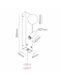 Lámpara de pared Sphere Alp – Beneito & Faure – Lámpara esférica con lector