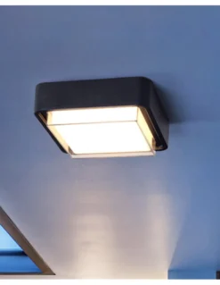 Lámpara de pared/techo de exterior Pilot - Iberlamp - Diseño cuadrado antracita