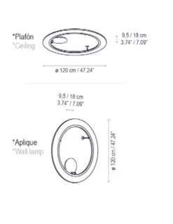 Lámpara de pared/techo Roda – Bover – Lámpara minimalista circular en 3 tamaños, LED Regulable 1-10V