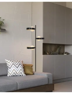Lámpara de pie Arianna – AJP – Lámpara de salón con 3 luces, acabado negro