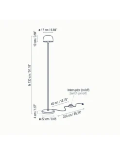 Lámpara de pie Bol – Bover – Aluminio negro, LED 1200 lm 2700K, Altura: 130 cm