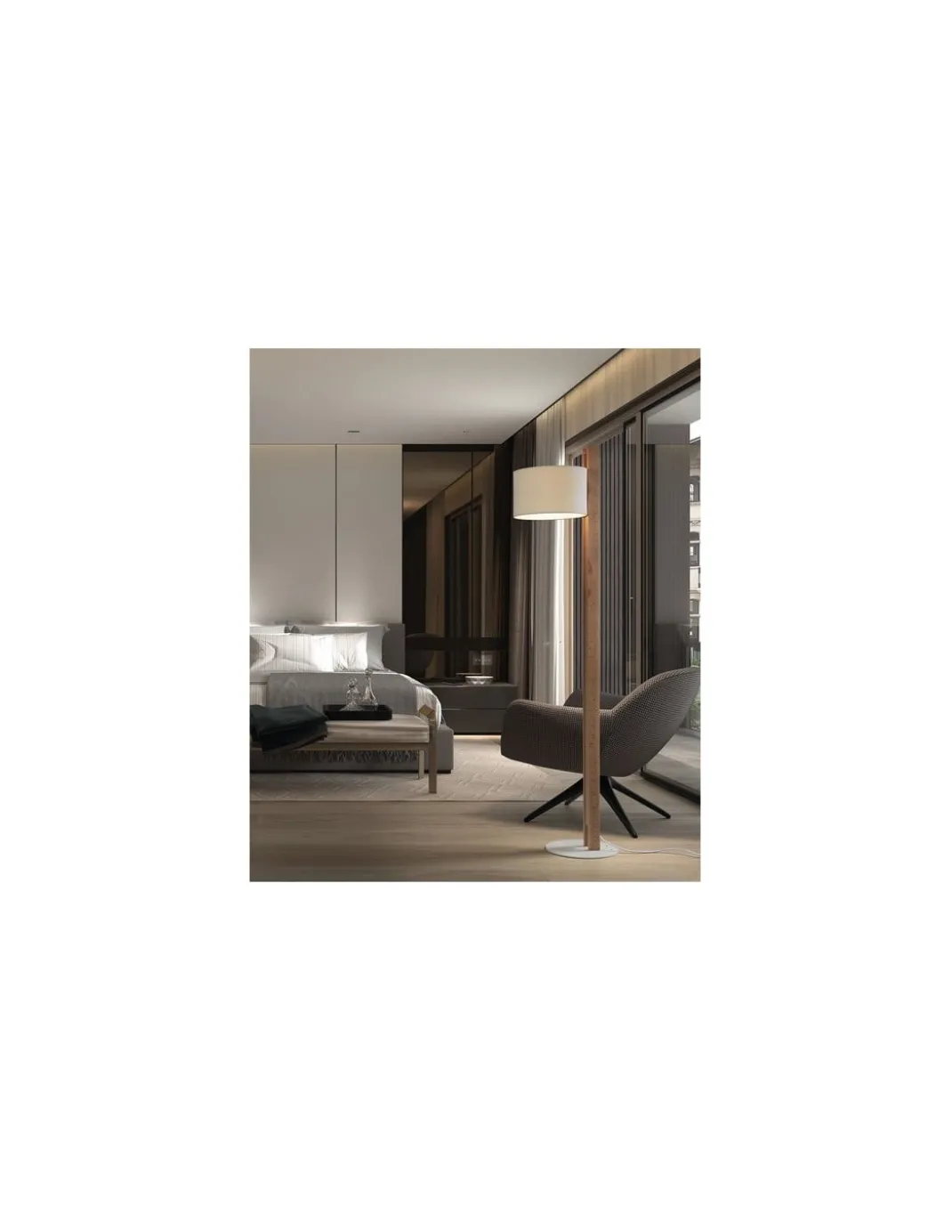 Lámpara de pie Compact - Novolux Lighting. Exo - Lámpara nórdica decorativa, pantalla de tela