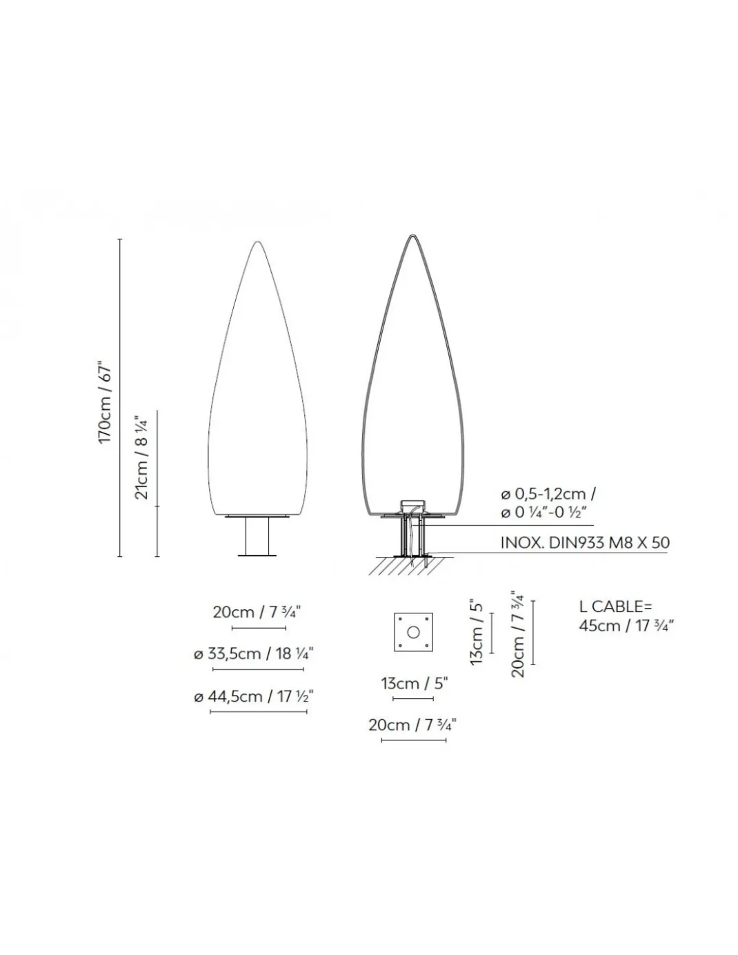 Lámpara de pie de exterior Kanpazar D - B.lux - Lámpara blanca, resistente rayos UVA, 170 cm