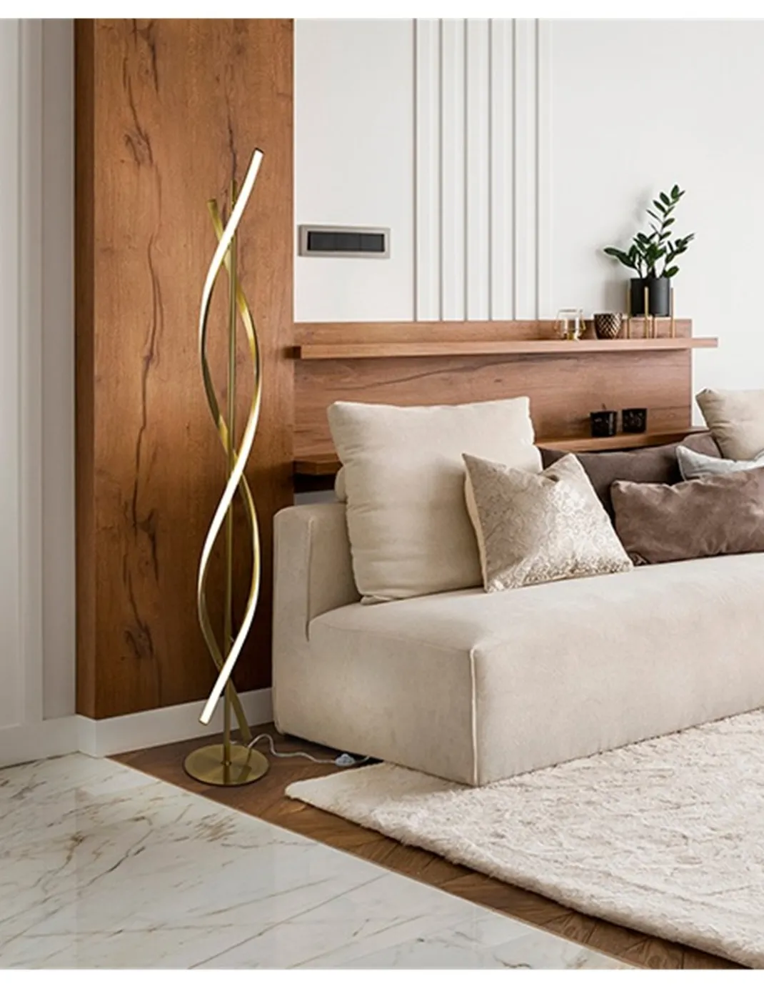 Lámpara de pie Dido – Schuller – Lámpara decorativa LED, acabado dorado brillante