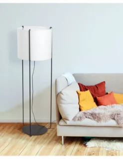 Lámpara de pie Drum - Faro - Pantalla de tela en negro o beige