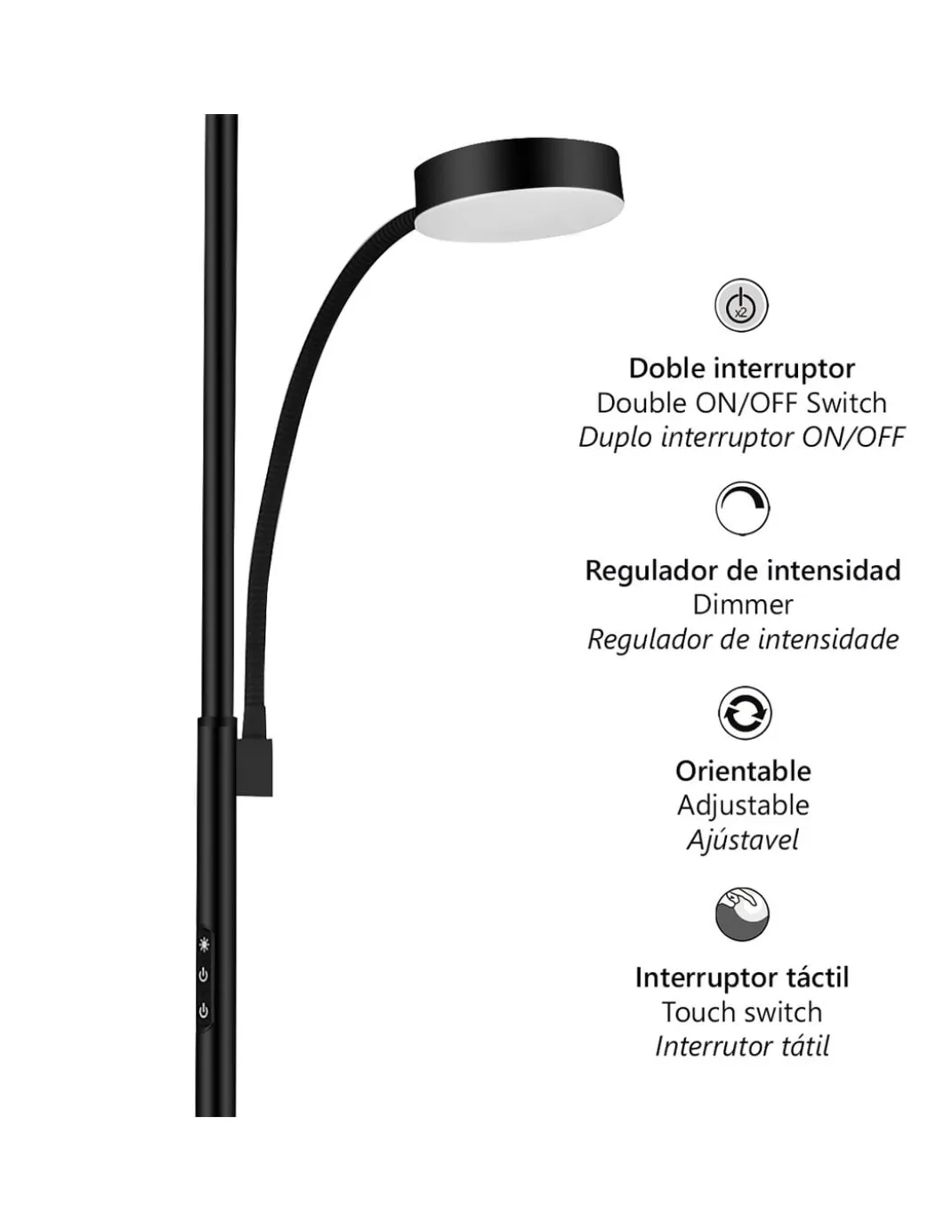 Lámpara de pie Elton – AJP – Lámpara de lectura LED