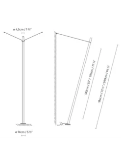 Lámpara de pie exterior Solid Outdoor Angle - B.lux - Diseño tubular inclinado con óptica darklight para terrazas y jardines