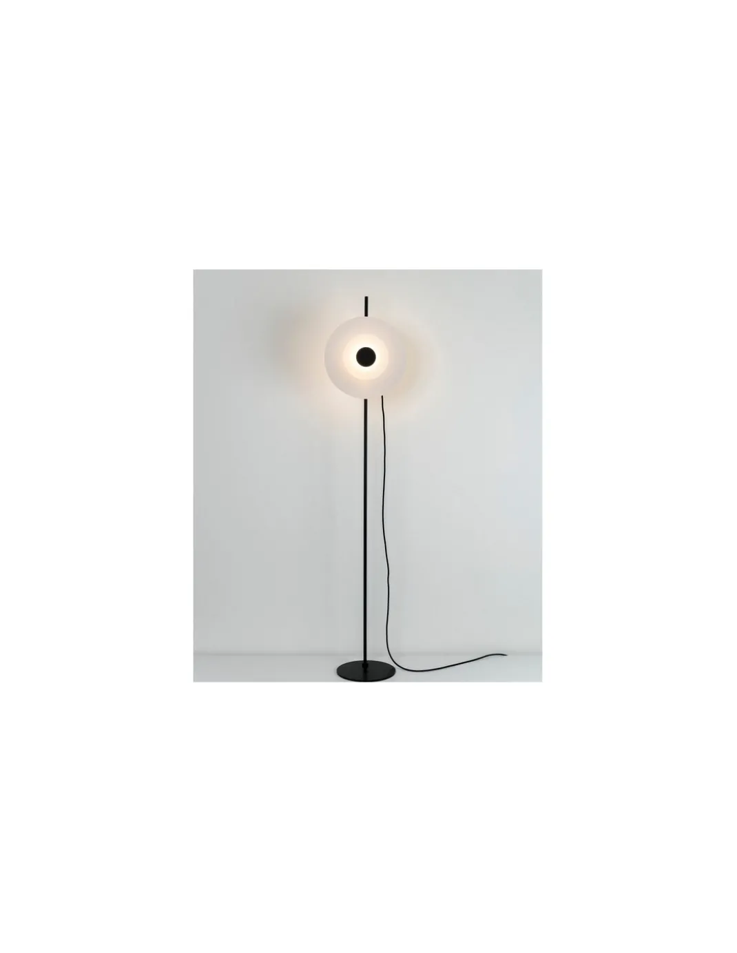 Lámpara de pie Halos - Milan - Lámpara decorativa LED, pantalla de vidrio, estructura negra