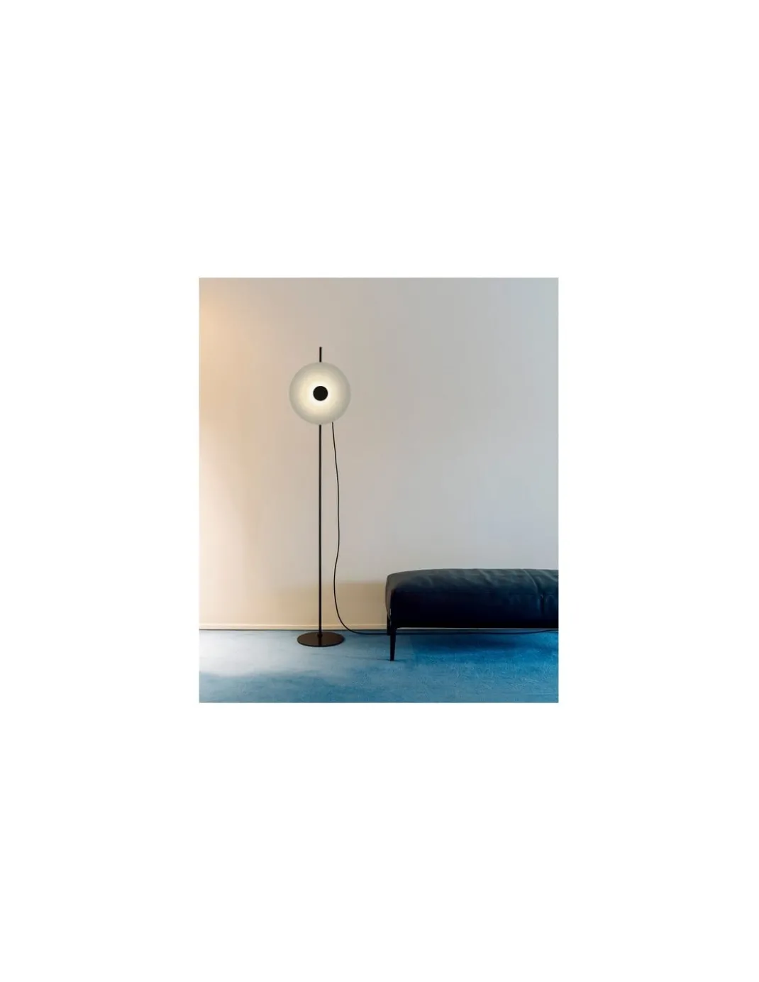 Lámpara de pie Halos - Milan - Lámpara decorativa LED, pantalla de vidrio, estructura negra