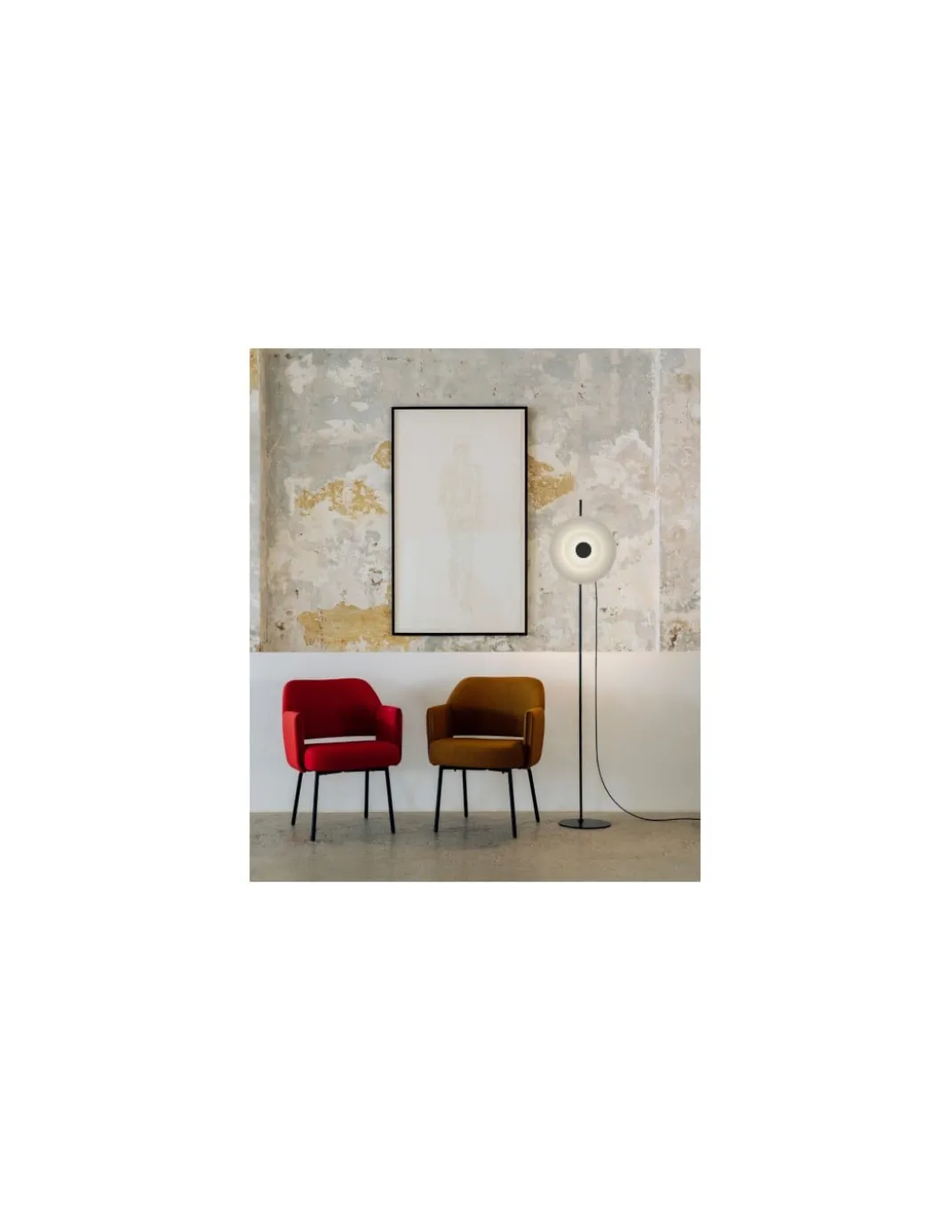 Lámpara de pie Halos - Milan - Lámpara decorativa LED, pantalla de vidrio, estructura negra