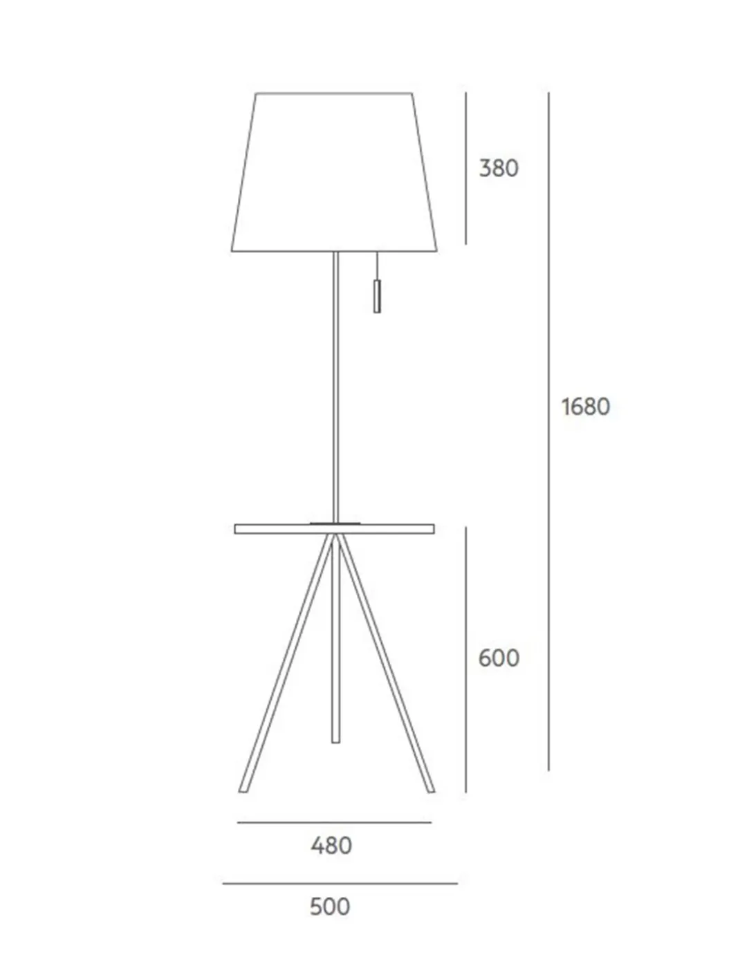 Lámpara de pie Hold – Massmi – Lámpara con mesita de madera, Altura: 168 cm