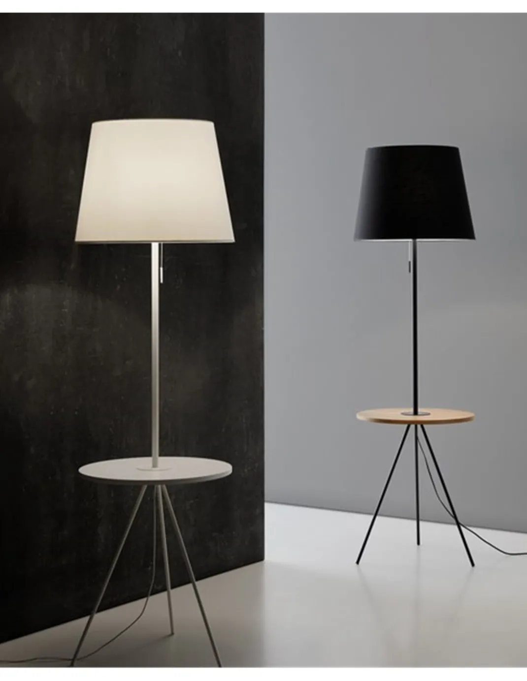 Lámpara de pie Hold – Massmi – Lámpara con mesita de madera, Altura: 168 cm