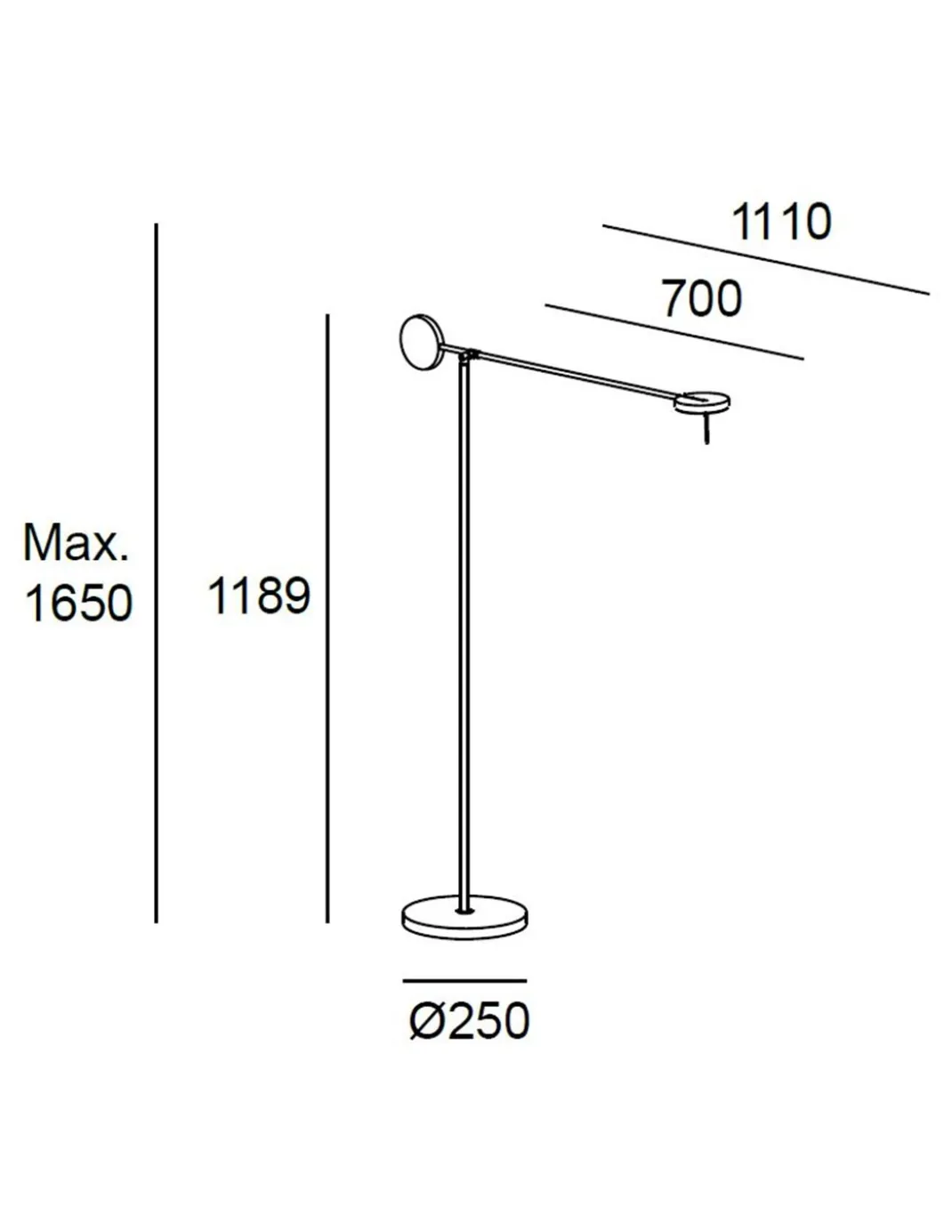 Lámpara de pie Invisible - LedsC4 - Lámpara idónea para lectura, regulable, táctil y orientable
