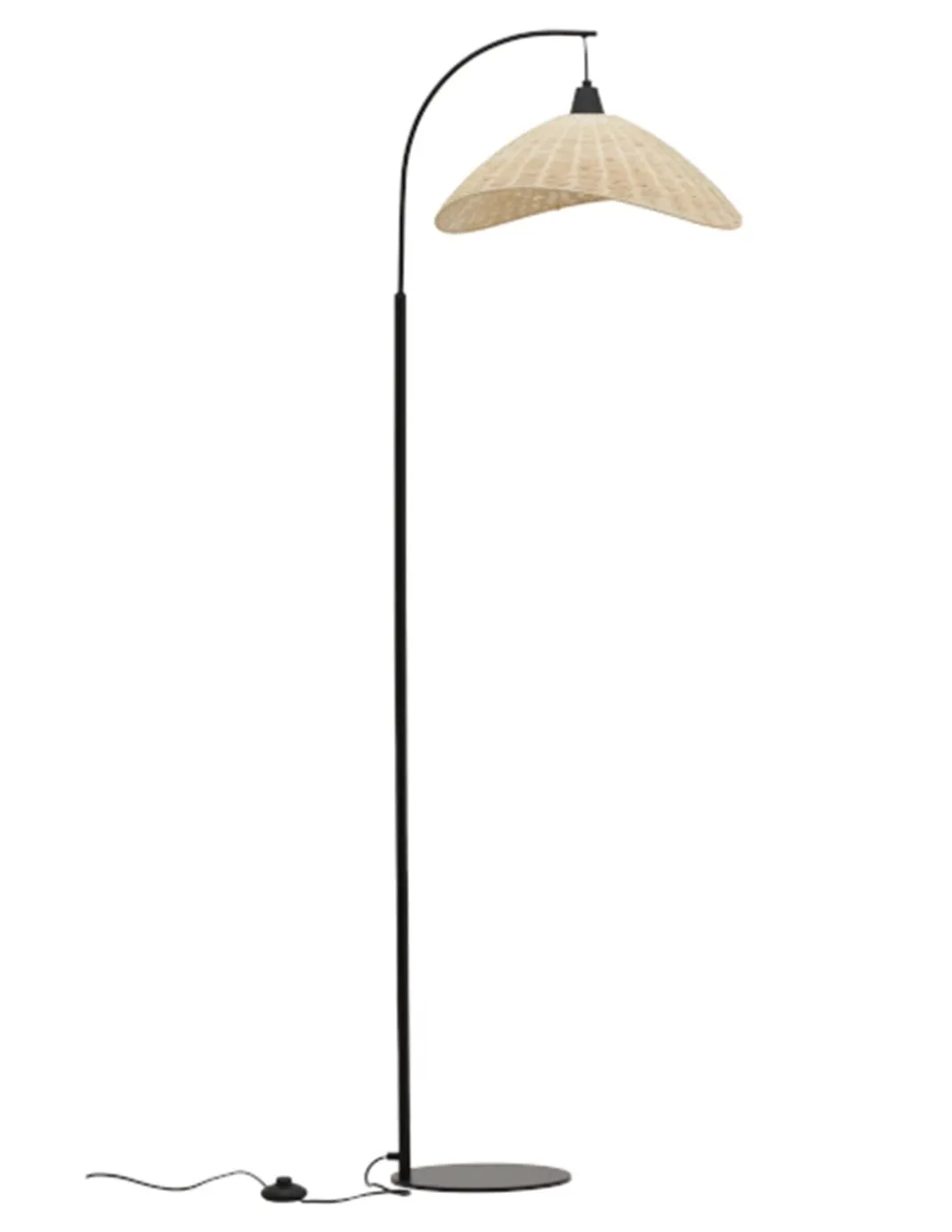 Lámpara de pie Kasteli - IDP Lampshades - Lámpara arco de mimbre natural